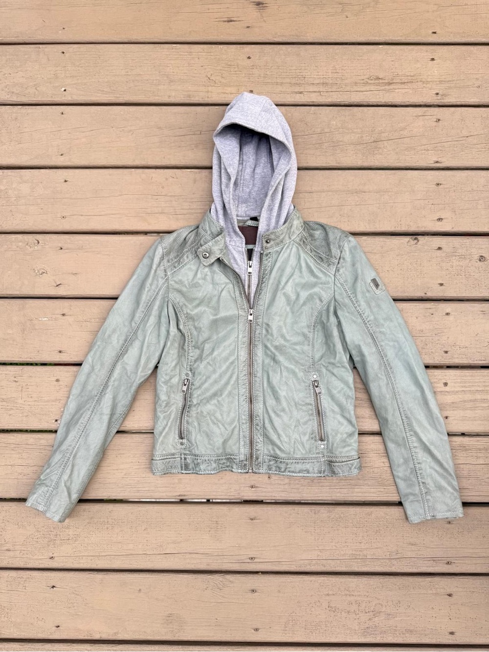 Mauritius Sheep Leather Moto Jacket Removable Hood size 8